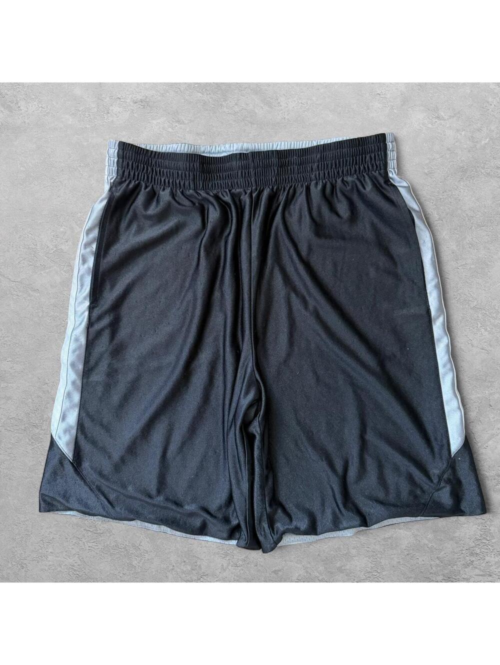 Vintage Y2K Black & Silver Mesh Basketball Shorts. Fits M or L
